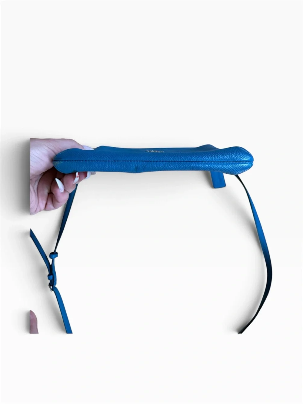 Coach Cobalt Blue Crossgrain Leather Crossbody Bag Silver Hardware